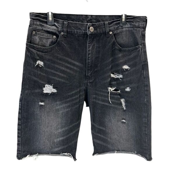 CSG cut off style denim jean shorts distressed size 34 - Picture 1 of 14